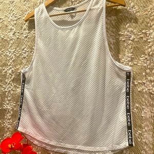 BEBE SPORT Women's Solid Mesh Tank Top, Size XL